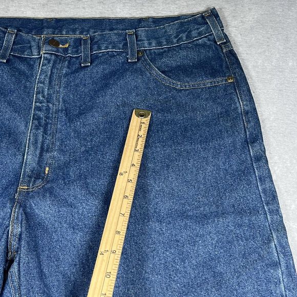 Carhartt Jeans Relaxed Fit Men’s Size 44X 32 Dark Blue Denim Straight Leg Baggy - Picture 12 of 13